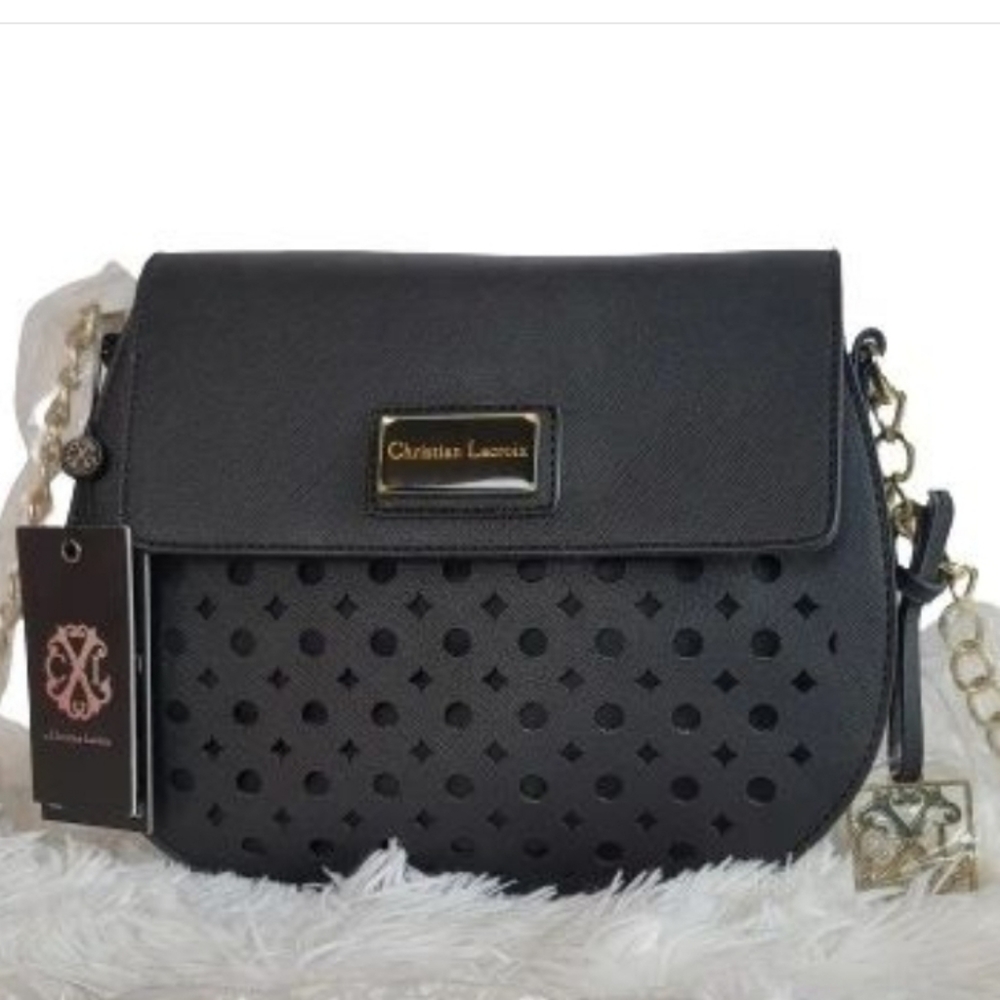 NWT CXL by Christian Lacroix Marni Chain Crossbody Purse Handbag BLACK and GOLD